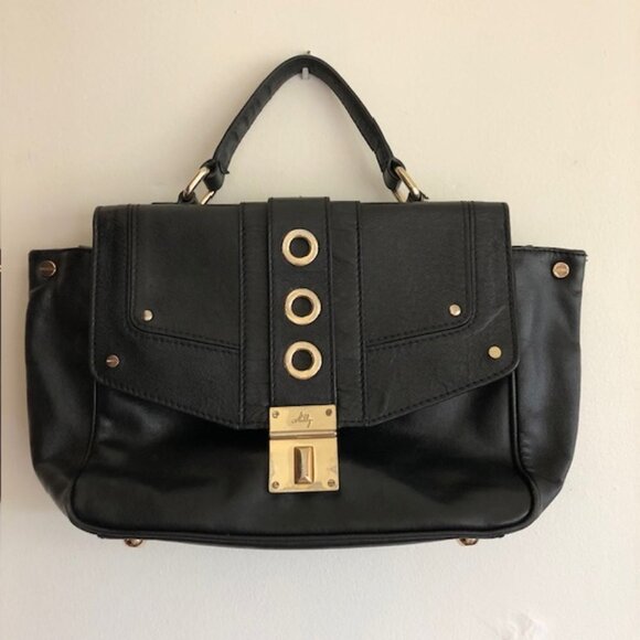 MILLY Black Small Turn Lock Satchel Bag Vintage - Picture 1 of 16